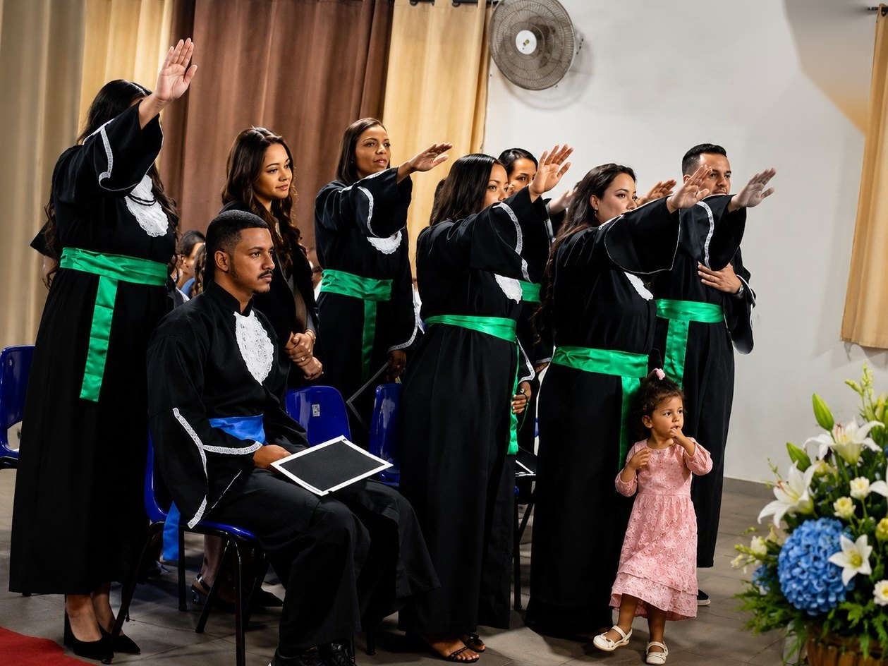 Formandos da Iseed Faved fazendo o juramento na colação de grau de 14 de maio de 2026